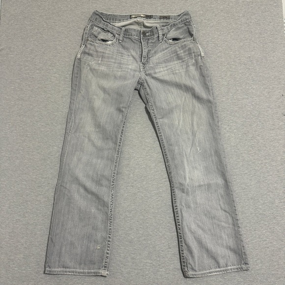 BKE Other - BKE Derek Straight Mens Gray Distressed Jeans 33R ABM12037 Thick Stitch